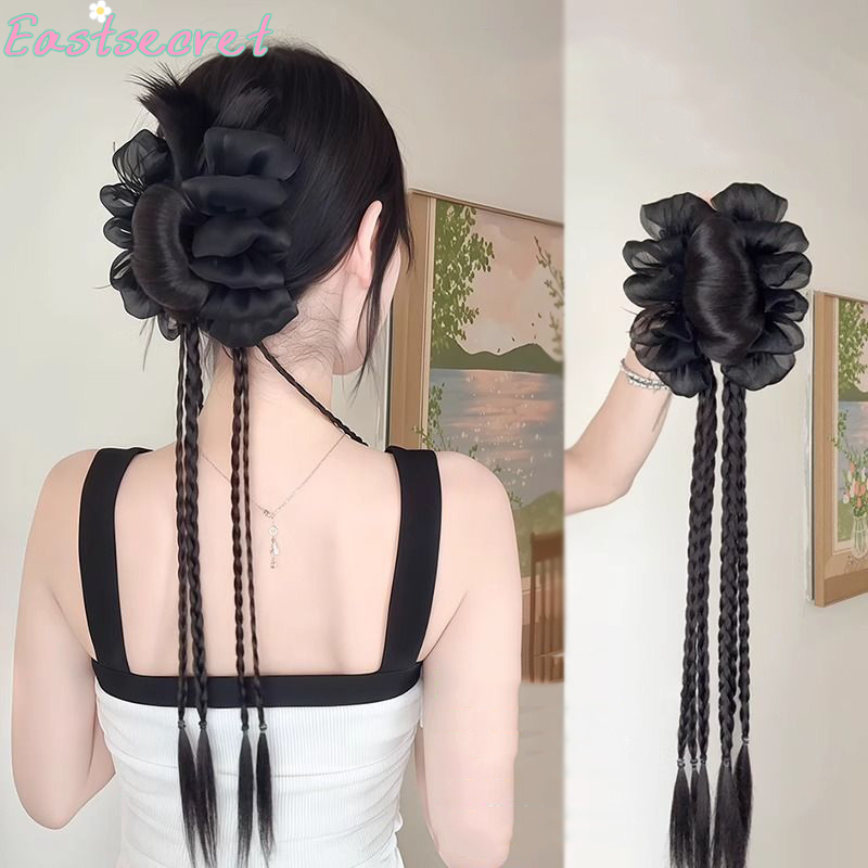 Claw Clip Messy Bun Hair Piece - Pince à cheveux noire avec nœud,