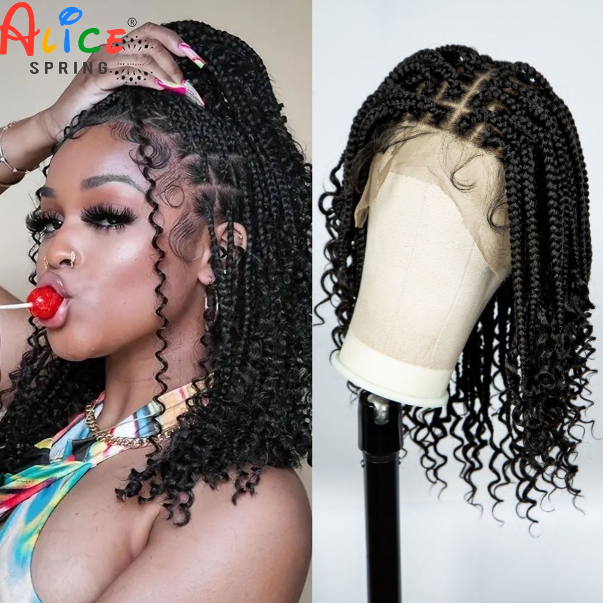 Synthetic Braided Wigs For Black Women - Perruques tressées en boîte sans nœuds