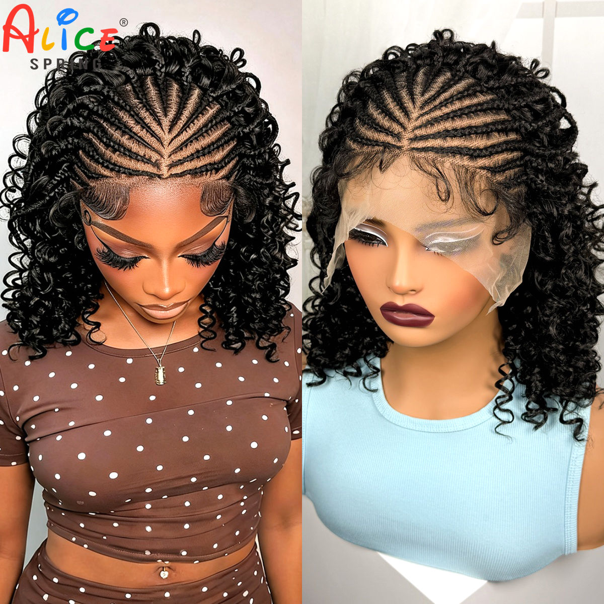 Synthetic Braided Wigs For Black Women - Perruques tressées synthétiques de 16 pouces,