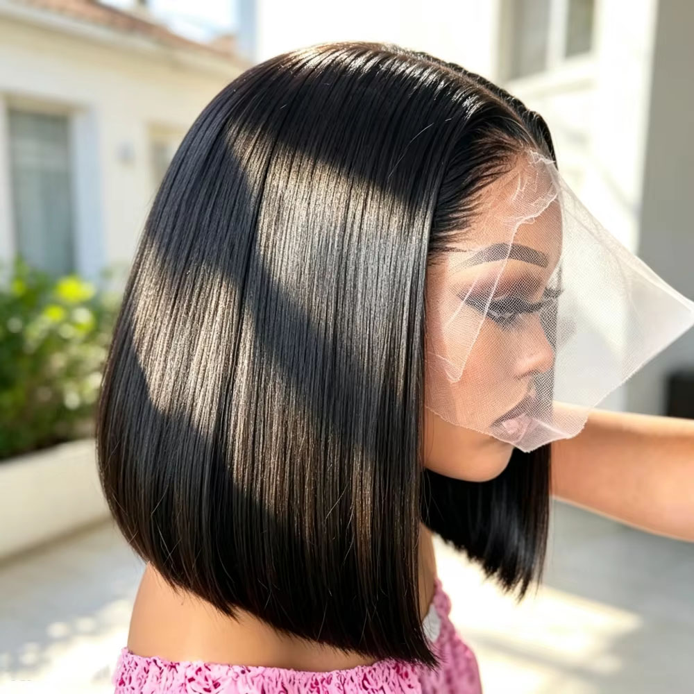 Pre Parted 13X4 Lace Front Bob Wig - Perruques frontales en dentelle droite transparente