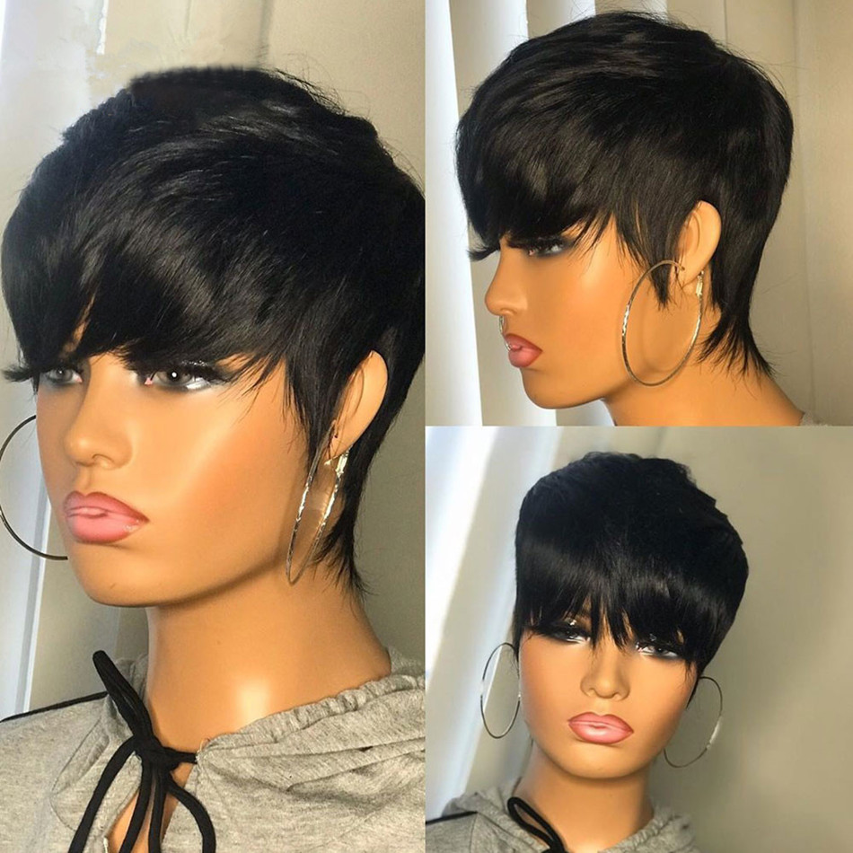 Perruques courtes en cheveux n - Short Pixie Cut Wig Human Hair Cheap avis et prix