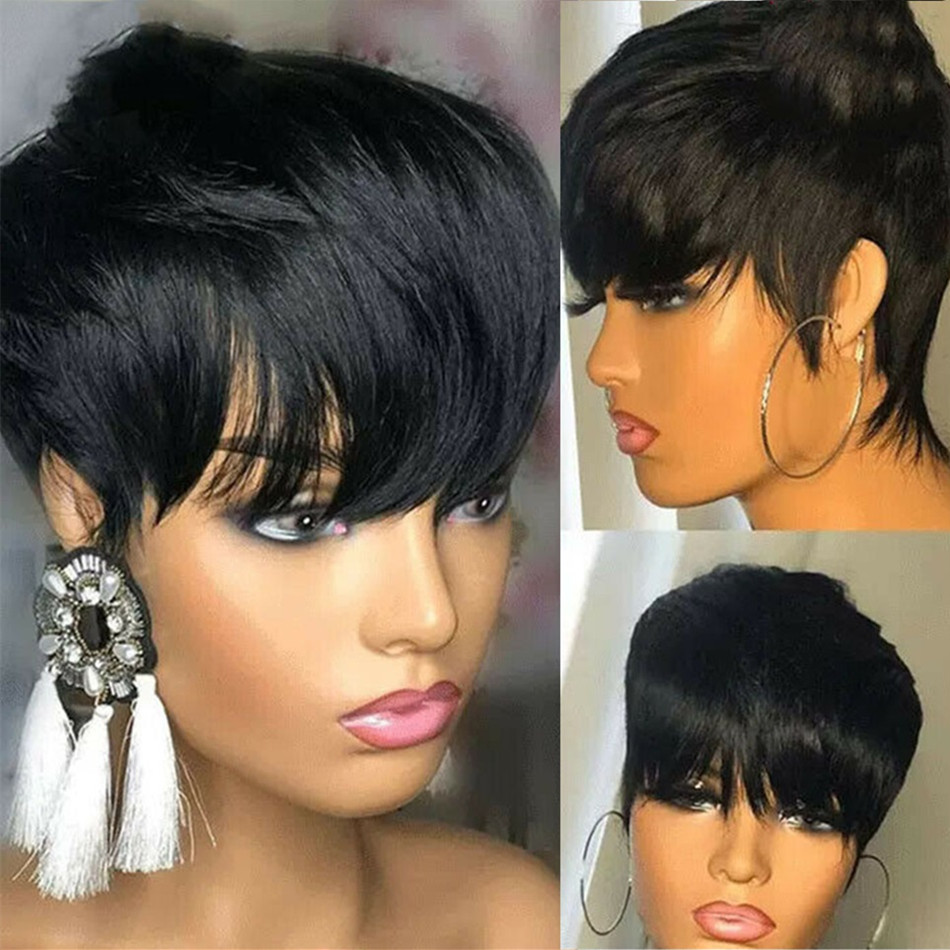 Perruques courtes en cheveux n - Short Pixie Cut Wig Human Hair Cheap avis et prix