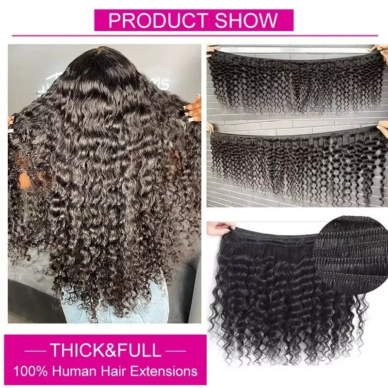 Lots de Cheveux Humains Ondulé - Deep Wave 3 Bundles With Closure avis et prix