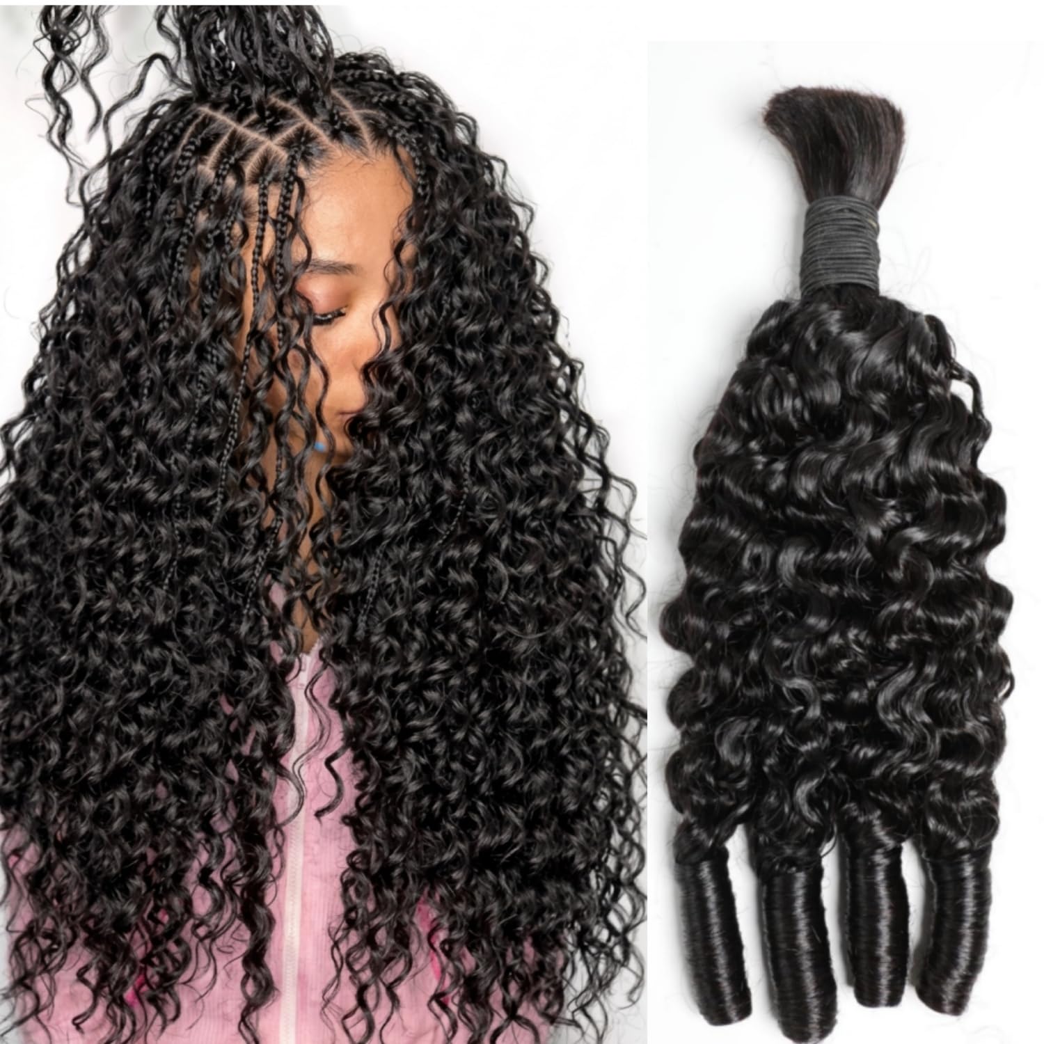 Cheveux humains pour tresses b - Water Wave Bulk Human Hair For Braiding avis et prix