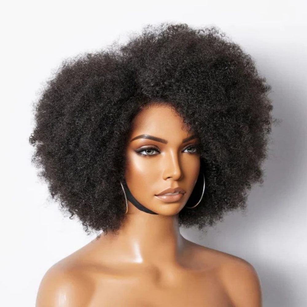 Perruques Afro pour femmes noi - Glueless Wear And Go Human Hair Wig avis et prix