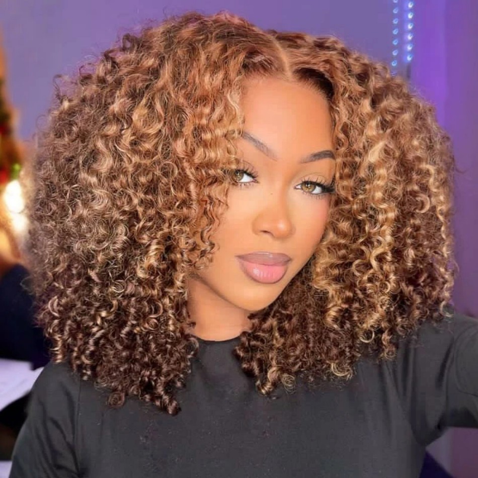 Perruque courte bouclée P4/27, - Glueless Wear And Go Human Hair Wig avis et prix