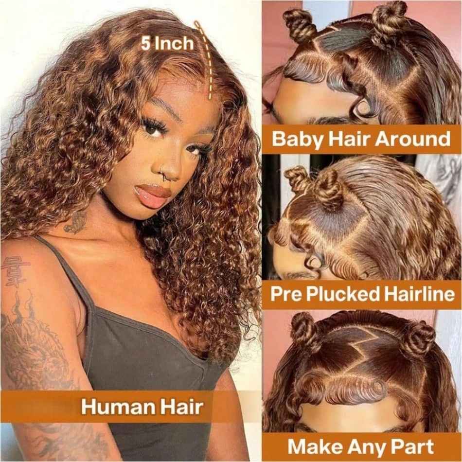 Perruque courte bouclée P4/27, - Glueless Wear And Go Human Hair Wig avis et prix