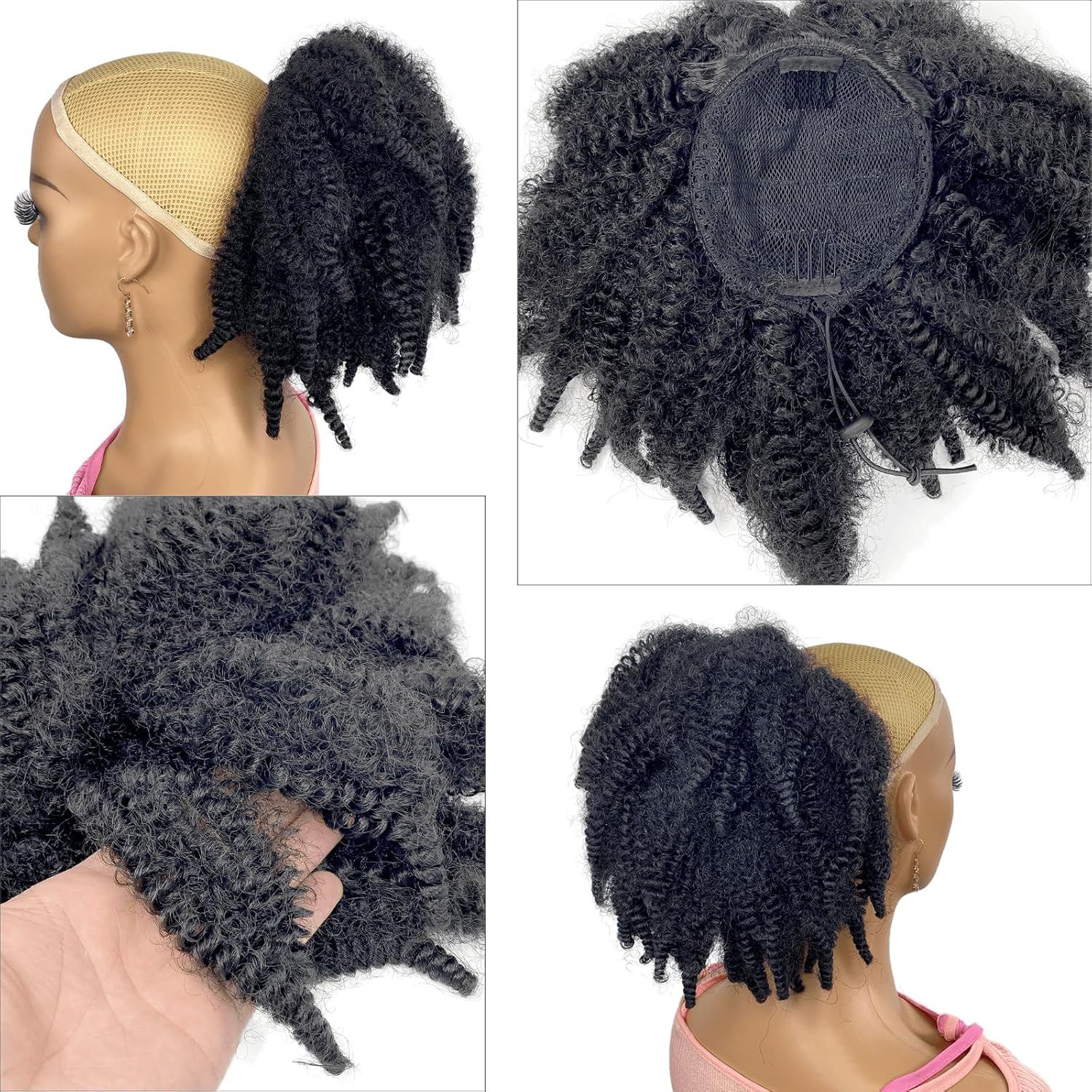 Queue de cheval synthétique co - Drawstring Afro Curly Puff Ponytail avis et prix