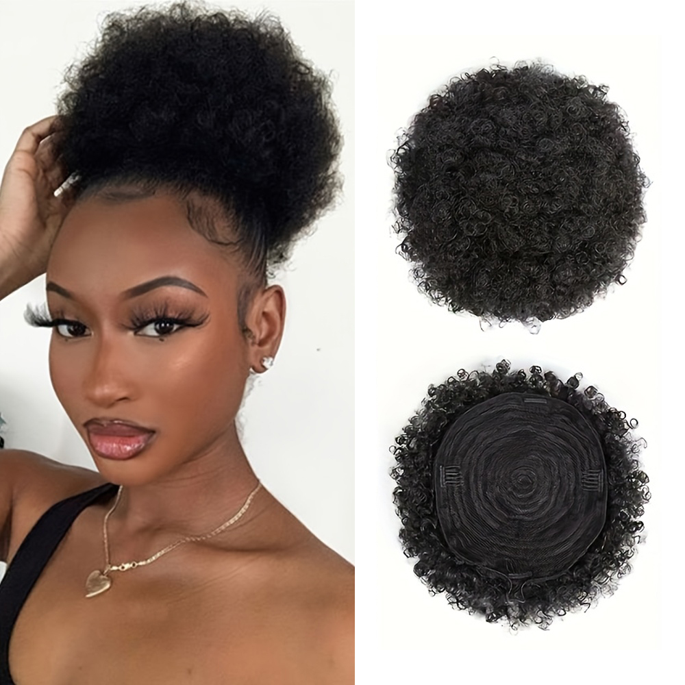 Afro crépus bouffées 100% chev - Drawstring Afro Curly Puff Ponytail avis et prix